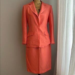 Neiman Marcus Coral Blazer & Skirt Set